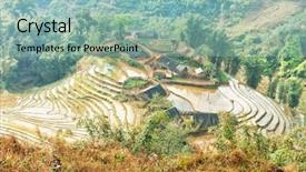  Presentation with indigenous plants - Cool new presentation design with indigenous plants - village and rice terraces backdrop and a mint green colored foreground