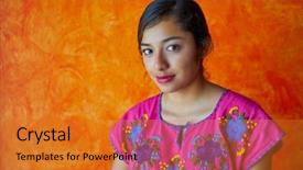  Presentation with mayan - Cool new slides with blue color american indian - mexican woman with mayan dress backdrop and a gold colored foreground