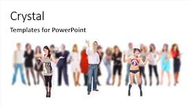  Presentation with crowd - Slide deck with individual and crowd one individual background and a white colored foreground