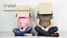  Presentation with heads - Slide deck featuring individual behaviour - couple with cardboard boxes background and a lemonade colored foreground