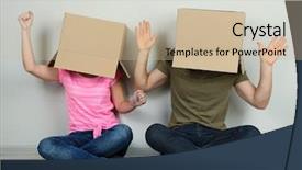  Presentation with heads - Slide set with word adoption and passifier on background and a gray colored foreground.