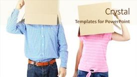  Presentation with heads - Presentation consisting of individual behaviour - couple with cardboard boxes background and a  colored foreground