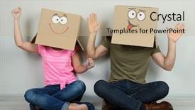  Presentation with heads - Audience pleasing slide set consisting of individual behaviour - couple with cardboard boxes backdrop and a mint green colored foreground