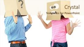  Presentation with heads - PPT theme enhanced with individual behaviour - couple with cardboard boxes background and a cream colored foreground