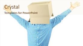  Presentation with 3d isolated t rex head - Presentation design having man with tongs turning a background and a tawny brown colored foreground