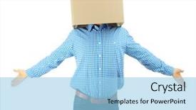  Presentation with cardboard - Presentation enhanced with individual behaviour - man with cardboard box background and a light blue colored foreground