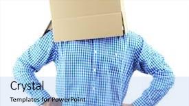  Presentation with cardboard - Colorful presentation enhanced with individual behaviour - man with cardboard box backdrop and a  colored foreground