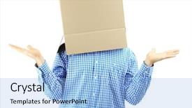  Presentation with cardboard - Colorful presentation enhanced with programming - layout web template coding brackets backdrop and a light gray colored foreground