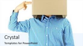  Presentation with cardboard - Amazing slide deck having individual behaviour - man with cardboard box backdrop and a  colored foreground