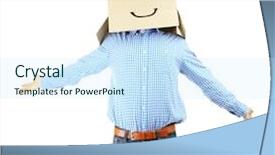 Presentation with cardboard - Beautiful slide set featuring individual behaviour - man with cardboard box backdrop and a sky blue colored foreground