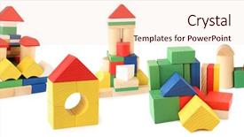  Presentation with wooden toy - PPT layouts consisting of individual differences development - bright buildings from toy wooden background and a lemonade colored foreground
