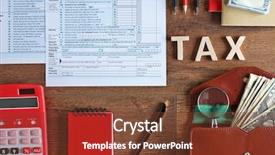  Presentation with tax income - PPT theme with individual income tax return calculator background and a tawny brown colored foreground