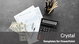  Presentation with income tax - Colorful PPT theme enhanced with individual income tax return form backdrop and a dark gray colored foreground