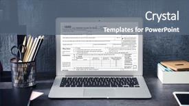  Presentation with tax income - PPT layouts consisting of individual income tax return background and a ocean colored foreground