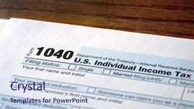  Presentation with income tax - Amazing PPT theme having individual income taxes forms tax backdrop and a sky blue colored foreground