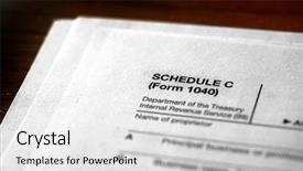  Presentation with income tax - Colorful presentation enhanced with individual income taxes schedule c backdrop and a light gray colored foreground