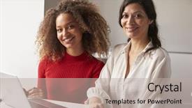  Presentation with university - Amazing slide set having individual meeting - female university student working one backdrop and a mint green colored foreground