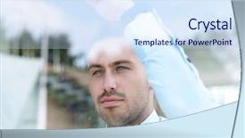  Presentation with birth jesus stained glass window - Slide set featuring individual meeting - view from behind glass businessman background and a  colored foreground