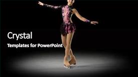  Presentation with figure skating - Beautiful PPT theme featuring individual performance - young girl figure skater half-isolated backdrop and a  colored foreground