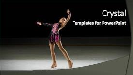  Presentation with figure skating - Cool new PPT layouts with individual performance - young girl figure skater backdrop and a  colored foreground