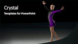  Presentation with figure skating - Amazing PPT theme having individual performance - young girl figure skater backdrop and a black colored foreground