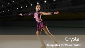  Presentation with sports - Presentation design featuring individual performance - young woman figure skater background and a  colored foreground