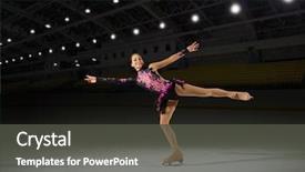  Presentation with sports performance - Cool new theme with individual performance - young woman figure skater backdrop and a dark gray colored foreground