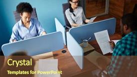  Presentation with employees - Audience pleasing theme consisting of individuals organization - group of young contemporary employees backdrop and a  colored foreground