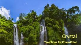  Presentation with indonesia - PPT theme having triple - sekumpul waterfall on bali island background and a tawny brown colored foreground