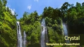  Presentation with bali - Cool new slides with triple - sekumpul waterfall on bali island backdrop and a tawny brown colored foreground