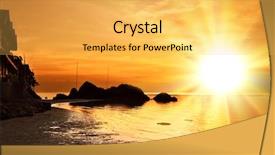  Presentation with indonesia culture - PPT layouts enhanced with indonesia culture - colorful sunset at the tropical background and a yellow colored foreground