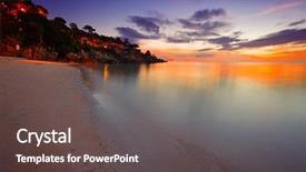  Presentation with tropical beach sunset - Slides consisting of indonesia culture - colorful sunset at the tropical background and a tawny brown colored foreground