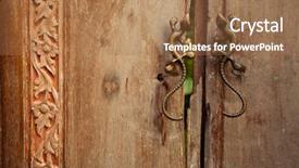  Presentation with culture indonesia - Slide deck featuring indonesia culture - old wooden doors with handles background and a coral colored foreground