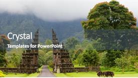  Presentation with bali temple - Slide set featuring indonesia culture - panorama of a beautiful bali background and a gray colored foreground