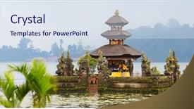  Presentation with culture indonesia - Colorful slide deck enhanced with indonesia culture - panorama of beautiful bali water backdrop and a sky blue colored foreground