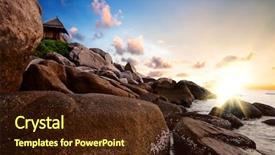  Presentation with tropical - Theme consisting of indonesia culture - tropical colorful sunset background and a wine colored foreground