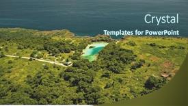  Presentation with island resort - Slide deck featuring indonesia-landmark-of-limpid-lake background and a ocean colored foreground