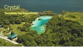  Presentation with jade green - Presentation theme featuring indonesia-landmark-of-salt-water background and a tawny brown colored foreground