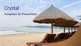  Presentation with landscape - Presentation theme enhanced with indonesia travel - morning beach landscape background and a  colored foreground