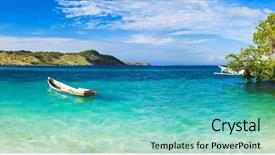  Presentation with boat - Cool new slide deck with indonesia travel - seaspace panorama boat backdrop and a seafoam green colored foreground
