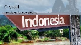  Presentation with indonesia - PPT theme having indonesia wooden sign with exotic background and a light blue colored foreground