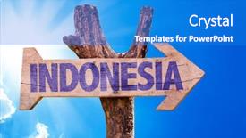  Presentation with indonesia - PPT theme featuring indonesia wooden sign with sky background and a teal colored foreground