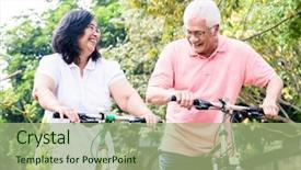  Presentation with senior couple - Colorful theme enhanced with indonesian - portrait of active senior couple backdrop and a mint green colored foreground