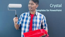  Presentation with painting walls paint roller - Colorful slides enhanced with indonesian do-it yourself-paint backdrop and a ocean colored foreground