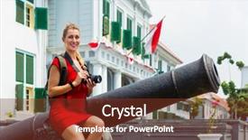 Presentation with tourist - PPT theme having indonesian flag - woman tourist sitting on cannon background and a tawny brown colored foreground