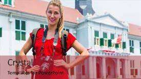  Presentation with colonial - Amazing presentation having indonesian flag - woman tourist taking pictures backdrop and a  colored foreground