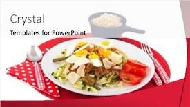  Presentation with brown rice - PPT layouts with indonesian-food-gado-gado background and a white colored foreground