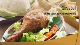  Presentation with food chicken - PPT theme enhanced with indonesian local food nasi ayam background and a  colored foreground
