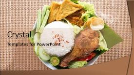  Presentation with food chicken - Presentation having indonesian local food nasi ayam background and a coral colored foreground
