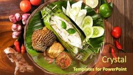  Presentation with grilled - Presentation theme featuring indonesian-nasi-bakar-babat-grilled background and a tawny brown colored foreground